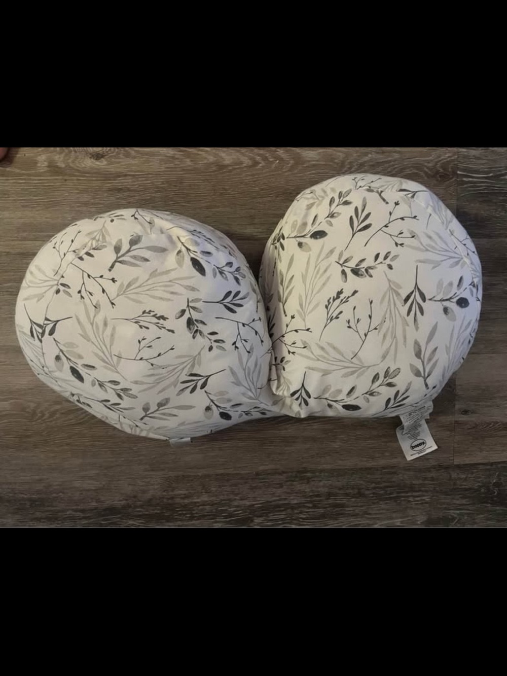 Boppy Nursing Pillow in White with Gray Leaf Print